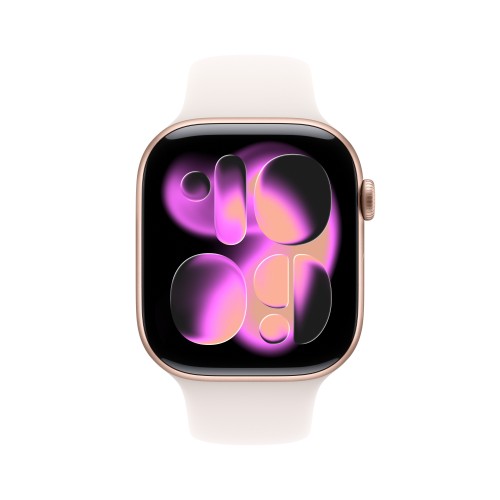 Apple Watch Series 11 GPS + Cellular 46mm Rose Gold Aluminium Case with Light Blush Sport Band - S/M