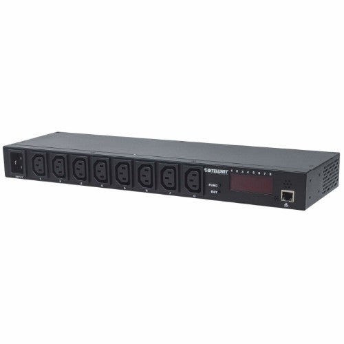 Intellinet 19" Intelligent 8-Port PDU, 19" Rackmountable C13 Intelligent Power Distribution Unit; Monitors Power, Temperature and Humidity