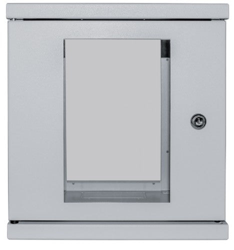 Intellinet 10" Network Cabinet - Wall Mount (Standard), 6U, 300mm Deep, Grey, Assembled, Max 60kg, Suitable also for use on desk or floor, Usable Depth 265mm, Metal & Glass Door, Back Panel, Removeable Sides,Parts for wall install (eg screws/rawl plugs) n