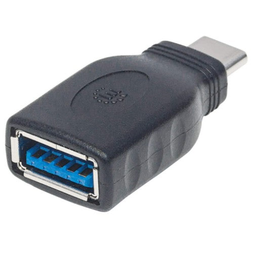 Manhattan USB-C to USB-A Adapter, Male to Female, 5 Gbps (USB 3.2 Gen1 aka USB 3.0), SuperSpeed USB, Black, Lifetime Warranty, Equivalent to USB31CAADG