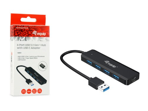Equip 4-Port USB 3.2 Gen 1 Hub with USB-C Adapter