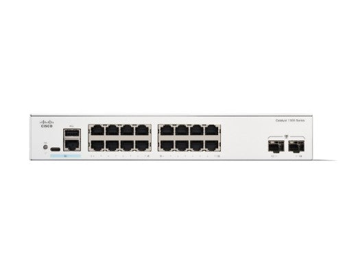 Cisco Catalyst 1300-16T-2G Managed Switch, 16 Port GE, 2x1GE SFP, Limited Lifetime Protection (C1300-16T-2G)