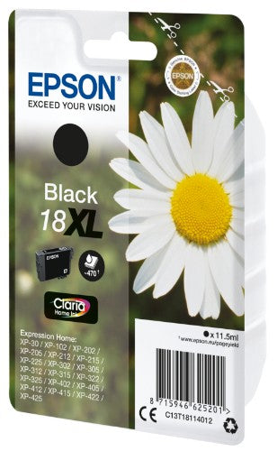 Epson C13T18114012/18XL Ink cartridge black high-capacity, 470 pages 11,5ml for Epson XP 30