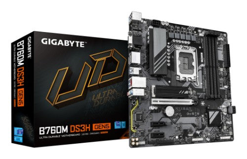 GIGABYTE B760M DS3H GEN5 Motherboard - Supports Intel Core 14th Gen CPUs, 6+2+1 Phases Digital VRM, up to 5600MHz DDR5, 2xPCIe 4.0 M.2, 2.5GbE LAN, USB 3.2 Gen2