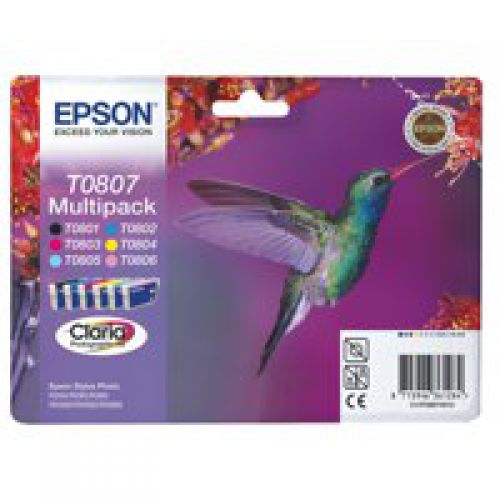 Epson C13T08074011/T0807 Ink cartridge multi pack Bk,C,M,Y,LC,LM, 6x220 pages 6x7,4ml Pack=6 for Epson Stylus Photo P 50/PX/PX 730/R 265