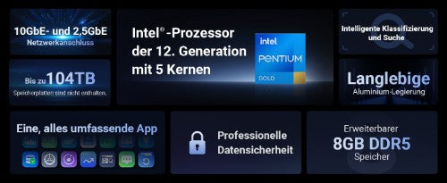 Ugreen NETWORK ATTACHED DX4800PL DISKLESSUK NAS Desktop Intel® Pentium® 8 GB DDR5 0 TB HDD+SSD UGOS PRO
