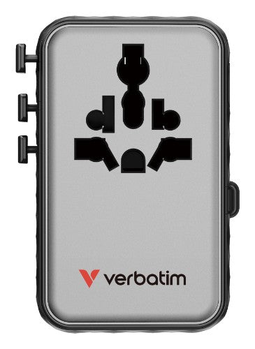 Verbatim Charge 'n' Travel 100W Universal Travel Adapter with retractable cable Black