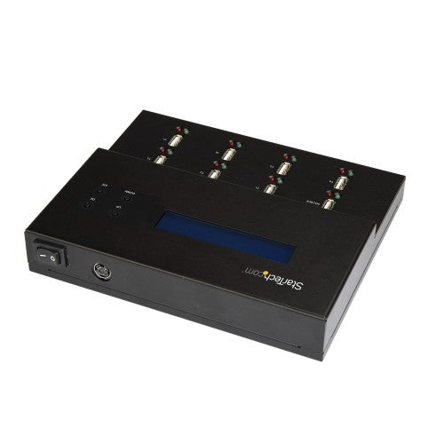 StarTech.com Standalone 1 to 7 USB Thumb Drive Duplicator and Eraser, Multiple USB Flash Drive Copier, System and File and Whole-Drive Copy at 1.5 GB/min, Single and 3-Pass Erase, LCD Display - TAA