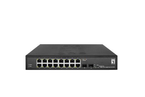 LevelOne Hilbert 18-Port Gigabit Smart Lite Switch, 16 x Gigabit RJ45, 2 x Gigabit SFP