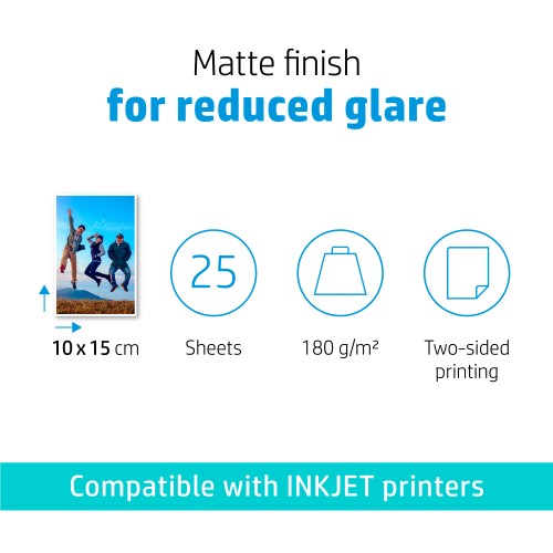 HP Matte Photo Paper 180 g/m2 10 x 15 cm (101 x 152 mm) 25 sheets