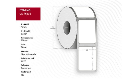 Capture CA-76536 printer label White