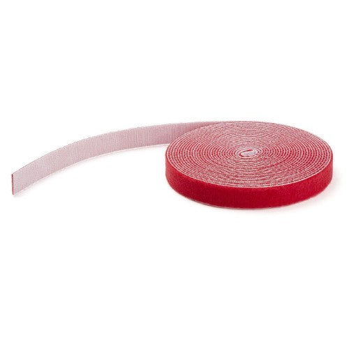 StarTech.com 100ft Hook and Loop Roll - Cut-to-Size Reusable Cable Ties - Bulk Industrial Wire Fastener Tape /Adjustable Fabric Wraps Red / Resuable Self Gripping Cable Management Straps