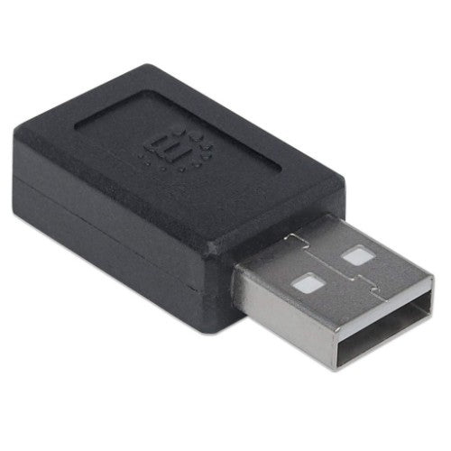Manhattan USB-C to USB-A Adapter, Female to Male, 480 Mbps (USB 2.0), Hi-Speed USB, Black, Lifetime Warranty