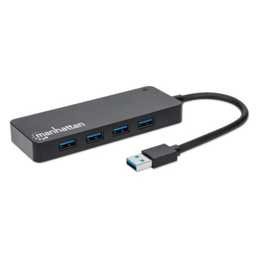 Manhattan USB-A 4-Port Hub, 4x USB-A Ports, 5 Gbps (USB 3.2 Gen1 aka USB 3.0), USB powered (no external power supply required), Equivalent to ST4300PBU3 & ST4300MINU3B