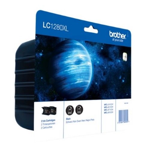 Brother LC-1280XLBKBP2DR Ink cartridge black high-capacity twin pack, 2x2.4K pages ISO/IEC 24711 9ml Pack=2 for Brother MFC-J 6510