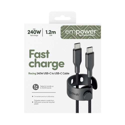 PanzerGlass empower by ® Racing 240W USB-C to USB-C Cable | USB 2.0 | 1.2M | Space Black
