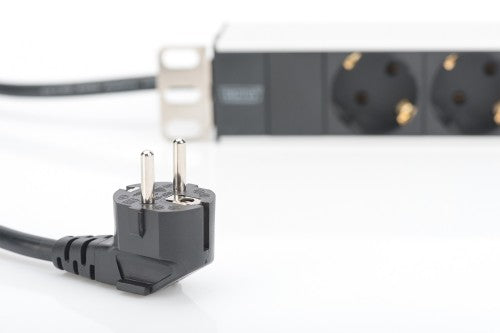 Digitus aluminum outlet strip, 8 safety outlets, 2 m supply safety plug