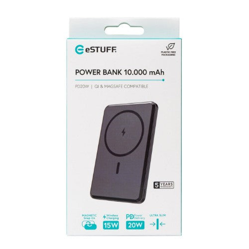 eSTUFF ES641101 power bank Wireless charging Black