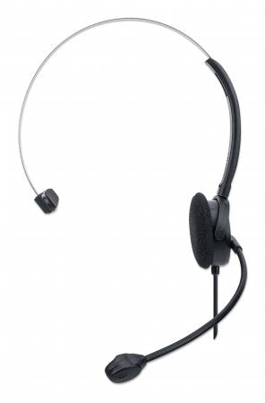 Manhattan Mono On-Ear Headset (USB), Microphone Boom (padded), Retail Box Packaging, Adjustable Headband, In-Line Volume Control, Ear Cushion, USB-A for both sound and mic use, cable 1.5m, Three Year Warranty