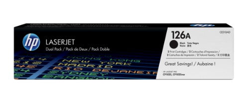 HP CE310AD/126A Toner black twin pack, 2x1.2K pages/5% Pack=2 for HP LJ Pro CP 1025