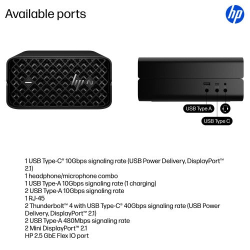 HP Z2 G1a Wolf Pro Security Edition Copilot+ PC AMD Ryzen AI Max+ PRO PRO 395 64 GB LPDDR5x-SDRAM 2 TB SSD Windows 11 Pro Mini PC Workstation AI Workstation, AI PC Black