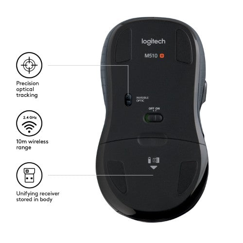 Logitech M510 mouse Right-hand RF Wireless Laser 1000 DPI