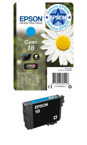Epson C13T18064012/18 Ink cartridge multi pack Bk,C,M,Y 175pg + 3x180pg, 1x 5ml + 3x 3ml Pack=4 for Epson XP 30