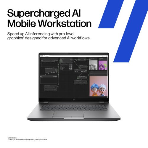 HP ZBook Fury G1i Wolf Pro Security Edition Intel Core Ultra 9 285HX Mobile workstation 45.7 cm (18") WQXGA 128 GB DDR5-SDRAM 1 TB SSD NVIDIA RTX PRO 4000 Blackwell Wi-Fi 7 (802.11be) Windows 11 Pro AI Workstation, AI PC Silver