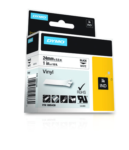 Dymo 1805430 Ribbon Vinyl black on white 24mmx5,5m for Dymo Rhino 6-24mm