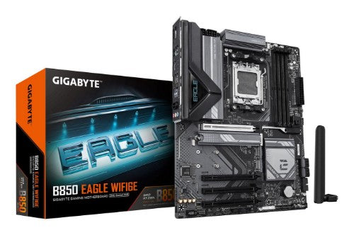 GIGABYTE B850 EAGLE WIFI6E Motherboard - AMD Ryzen 9000 Series CPUs, 8+2+2 Phases Digital VRM, up to 8200MHz DDR5 (OC), 1xPCIe 5.0 + 2xPCIe 4.0 M.2, GbE LAN, WIFI 6E, USB 3.2 Gen 2
