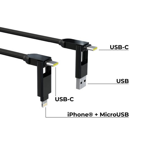Rolling Square inCharge XL USB cable USB 2.0 2 m USB A/USB C USB C Black