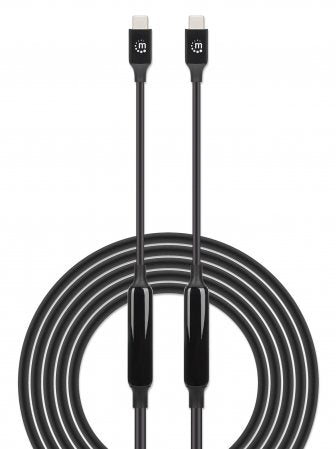 Manhattan USB-C to USB-C Cable, 3m, Active, Male to Male, Black, 10 Gbps (USB 3.2 Gen2 aka USB 3.1), 3A (fast charging), SuperSpeed+ USB, Lifetime Warranty