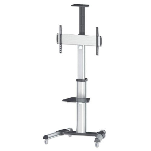 Manhattan Trolley Mount Stand for TV & Monitors, For screens 37" to 65", VESA compatibility: all between 200x200 to 600x400mm - check the dimensions of the four mounting holes on back of screen to ensure it fits, Max 50kg, Silver, LFD, Bracket, Lifetime W