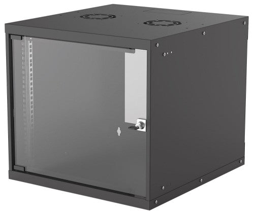 Intellinet 19" Network Cabinet - Wall Mount (Basic), 9U, 560mm Deep, Black, Flatpack, Max 50kg, Usable Depth 500mm, Glass Door, 19" Rack, Parts for wall installation (eg screws and rawl plugs) not included