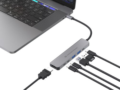 Conceptronic DONN33G 6-in-1 USB 3.2 Gen 1 Docking Station, HDMI, USB-A 5Gbps x 2, USB-C 5Gbps x 2, 100W USB PD