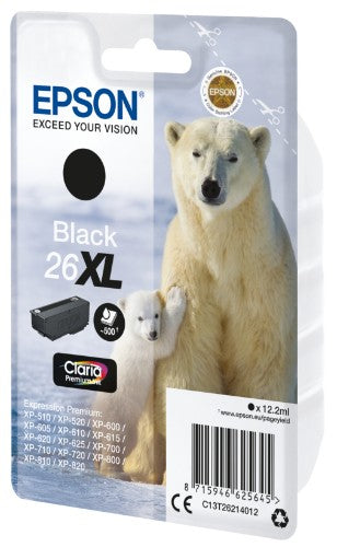 Epson C13T26214012/26XL Ink cartridge black high-capacity XL, 500 pages 12,2ml for Epson XP 600