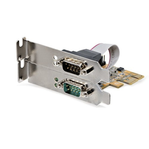 StarTech.com 2-Port PCI Express Serial Interface Card, Dual Port PCIe to RS232 (DB9) Serial Card, 16C1050 UART, Low/Full Profile Brackets, COM Retention, For Windows/Linux