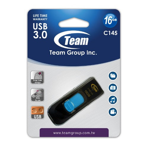 Team Group C145 USB flash drive 16 GB USB Type-A 3.2 Gen 1 (3.1 Gen 1) Black, Blue