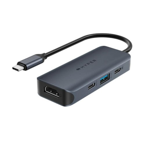 HYPER HD4001GL interface hub USB 3.2 Gen 1 (3.1 Gen 1) Type-C 10000 Mbit/s Blue, Grey