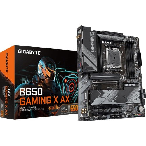 GIGABYTE B650 GAMING X AX V2 Motherboard - AMD Ryzen 9000 Series CPUs, 8+2+2 Phases VRM, up to 8000MHz DDR5 (OC), 1xPCIe 5.0 + 2xPCIe 4.0 M.2, 2.5GbE LAN, WIFI 6E, USB 3.2 Gen 2