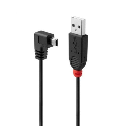 Lindy 1m USB 2.0 Cable - Type A to Mini-B, 90 Degree Right Angle