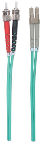 Intellinet Fiber Optic Patch Cable, OM3, ST/LC, 1m, Aqua, Duplex, Multimode, 50/125 µm, LSZH, Fibre, Lifetime Warranty