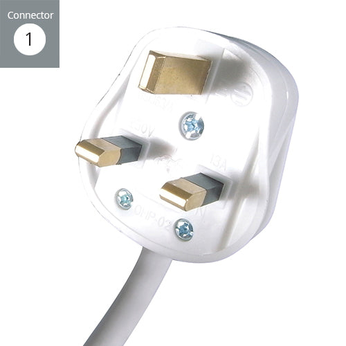 connektgear 5m 4 Way Surge Protected Power Extension Block - UK Plug to 4 x UK Sockets - White