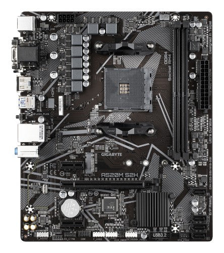 GIGABYTE A520M S2H Motherboard - Supports AMD Ryzen 5000 Series AM4 CPUs, 4+3 Phases Pure Digital VRM, up to 5100MHz DDR4 (OC), PCIe 3.0 x4 M.2, GbE LAN, USB 3.2 Gen 1