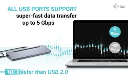 i-tec USB-C Metal Ergonomic 3x 4K Display Docking Station + Power Delivery 100 W