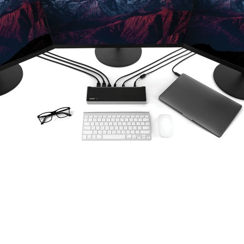 StarTech.com 4K USB-C Dock, Triple UHD 4K Monitor Docking Station, Mac & Windows, USB C to HDMI & DisplayPort, 100W Power Delivery, 5x USB 5Gbps Hub - TAA