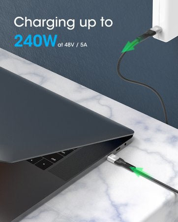 Manhattan USB-C to USB-C Cable (240W), 2m, Male to Male, Black, 480 Mbps (USB 2.0), Extended Power Range (EPR) charging up to 240W (Note additional USB-C 240W wall charger needed), Lifetime Warranty