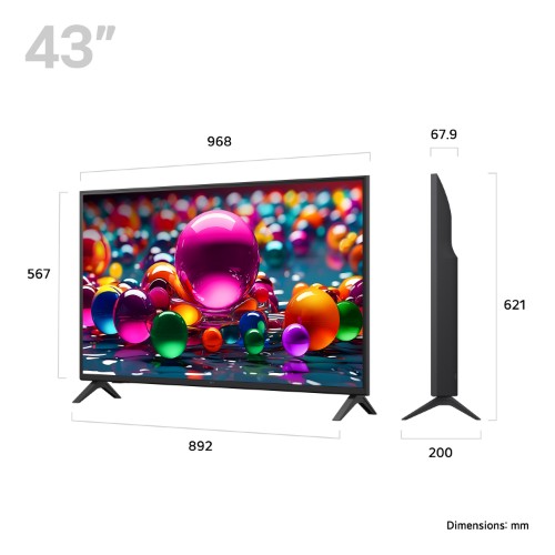 LG 43UA75006LA.AEK TV 109.2 cm (43") 4K Ultra HD Smart TV Wi-Fi Black