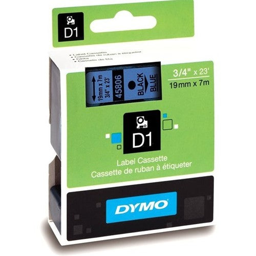 Dymo 45806/S0720860 DirectLabel-etikettes black on blue 19mm x 7m for Dymo D1 6-19mm/24mm/400 Duo