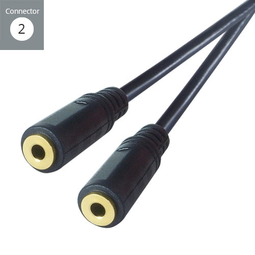 connektgear 0.15m 3.5mm Stereo Jack Audio Splitter Cable - Male to 2 x Female - Gold Connectors